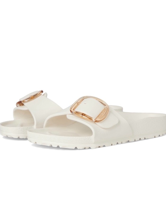 Birkenstock Shoes - Birkenstock White EVA Madrid Sandals with Rose Gold Buckles